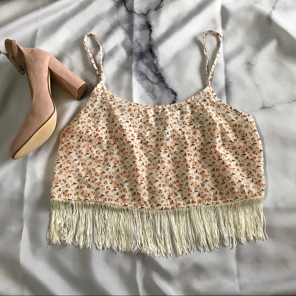 BOHEMIAN CHARLOTTE RUSSE FRINGE SPAGHETTI STRAP